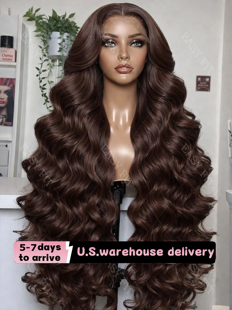 

Шоколадно-коричневые парики из натуральных волос 13X6 HD с кружевной передней частью, волнистые, с предварительно выщипанной линией роста волос, бразильские, цветные, для женщин