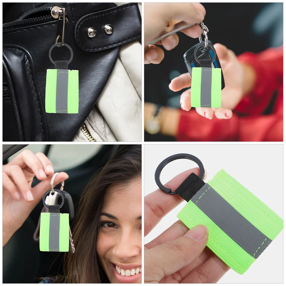 8 個の反射キーホルダーストラップナイロンアルミニウム合金耐久性のあるジッパープルバックパックバッグ自転車夜間安全ギア用