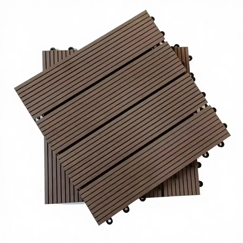 Residential Courtyard Outdoor Interlocking Tiles Wood Grain Frost-Resistant for European Winter Garden Patio Flooring