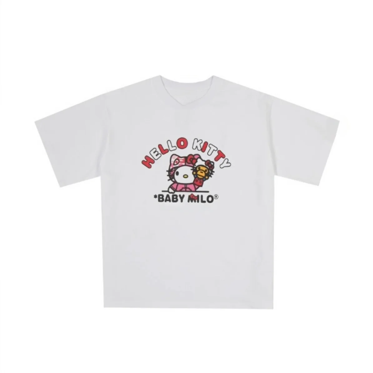 تي شيرت Miniso Hello Kitty للرجال والنساء الكلاسيكي Y2k بأكمام قصيرة مع حروف INS مناسبة لكل من الرجال والنساء #2