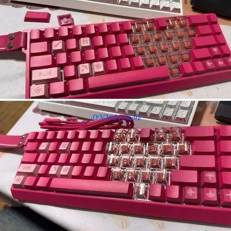 F3KE Colorful Translucents Keycaps 21Keys Fogged Love Construction Nighttimes Glows