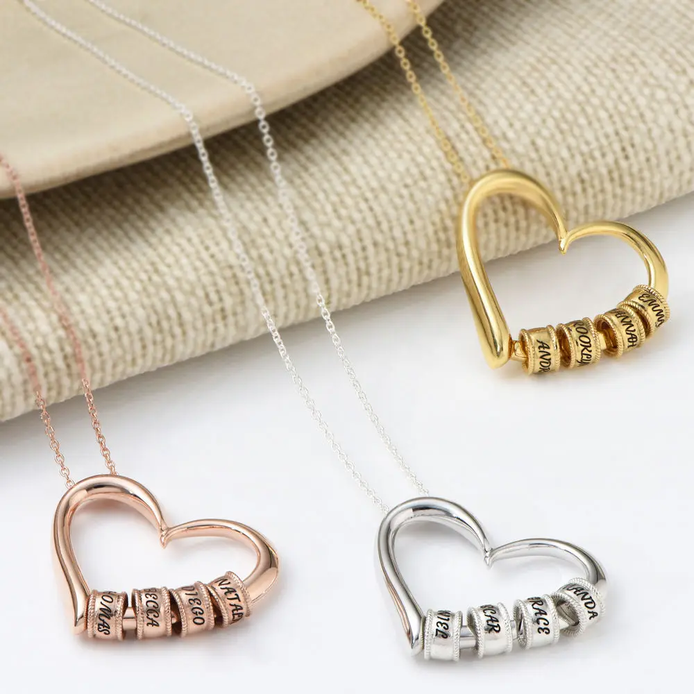 Customize Stainless steel heart beaded necklace Simple personality style heart lettering women's items Adorned with a pendant