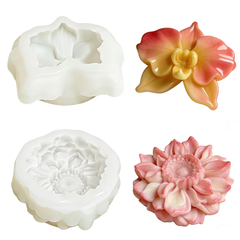

3D Orchid & Sunflower Silicone Mold Set for Mousse Cake, Buttercream Flower, DIY Craft, Baking and Pastry Decoration