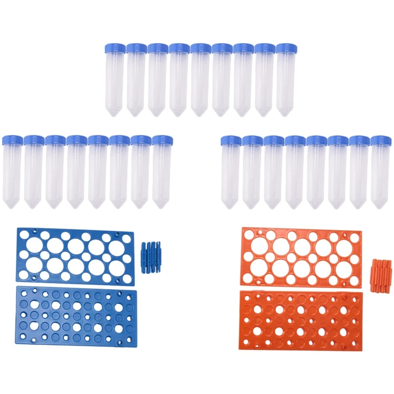 27Pcs 50ML Conical Centrifuge Tubes Set Kit Detachable Plastic Stand For Laboratory A