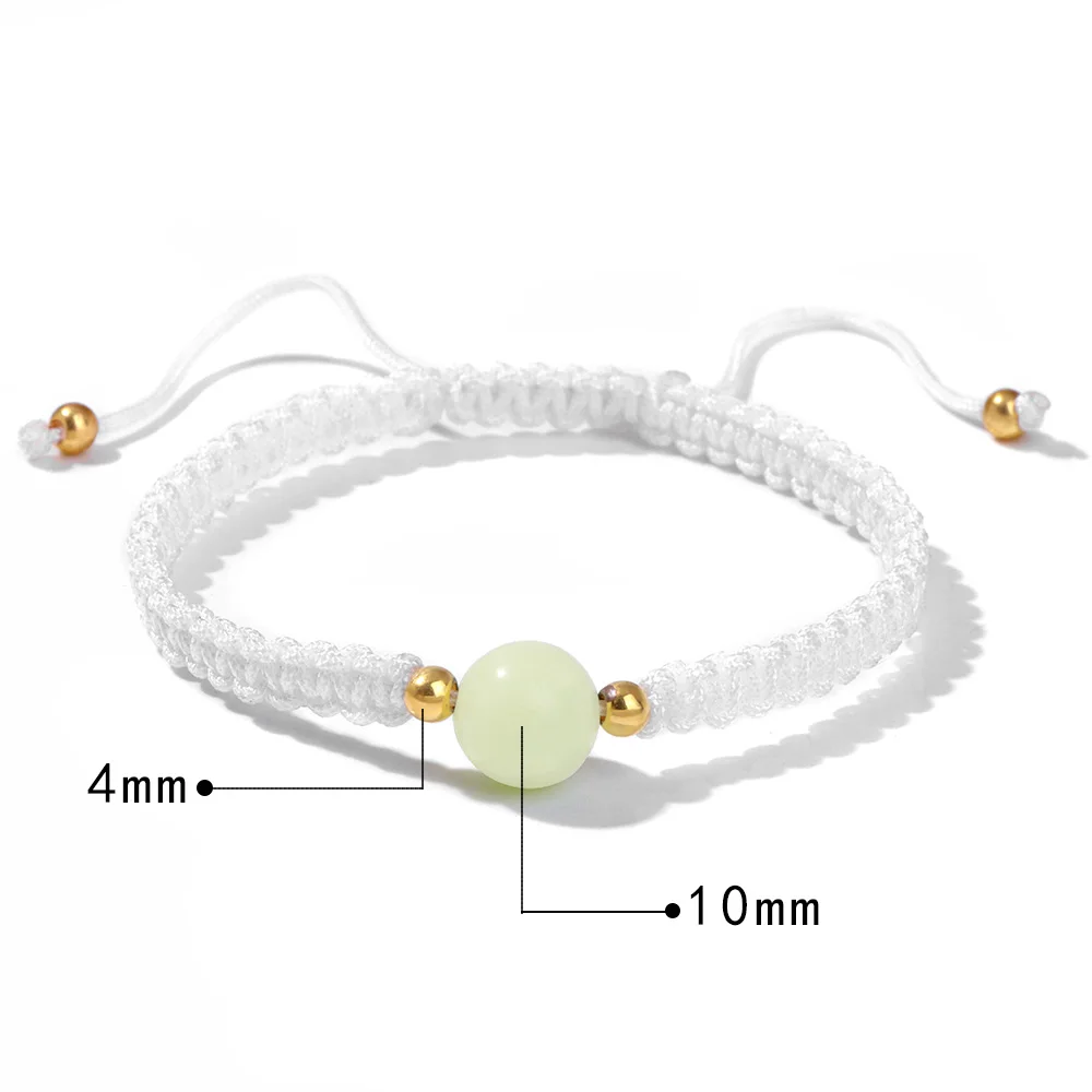 Luminous Stone Bracelet Women Round Bead Woven Rope Bangle Glowing In Dark Fluorescent Stone Bracelet Couple Trendy Jewelry