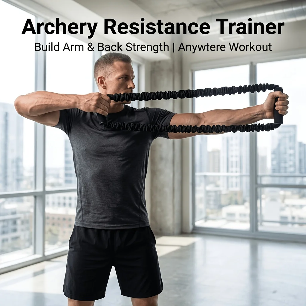 Archery Resistance Trainer Bow Draw Strength Exerciser Anti-Snap Band Archery Bow Puller Shoulder Arm Back Strength Equipment