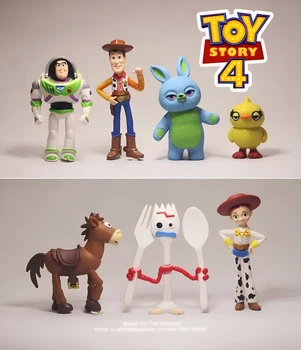 Disney Toy Story 4 Woody Buzz Lightyear 4-7cm 7 sztuk/zestaw figurka Anime kolekcja dekoracji figurka Model zabawkowy dla dzieci