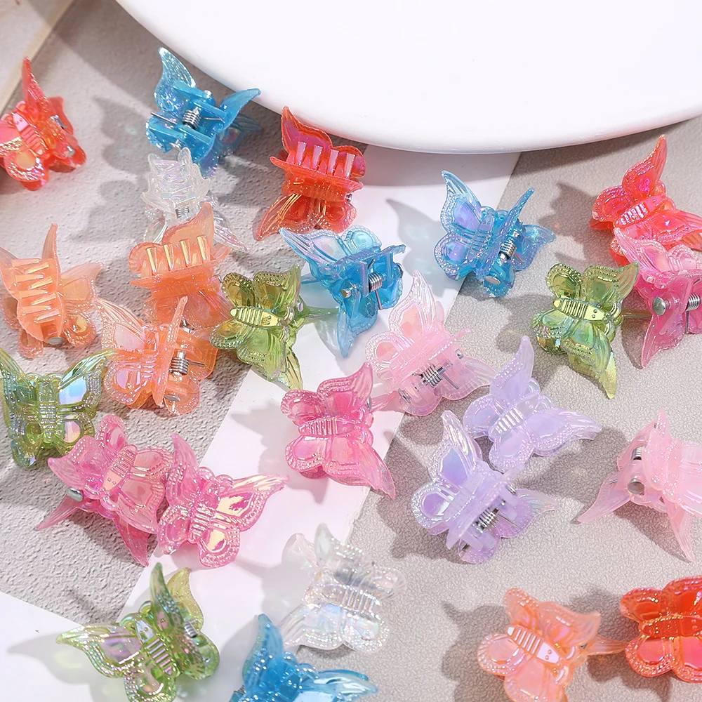 Colorful Butterfly Mini Hair Clips Claw Baby Girls Cute Candy Color Hair Jaw Clip for Children Hairpin Hair Accessories