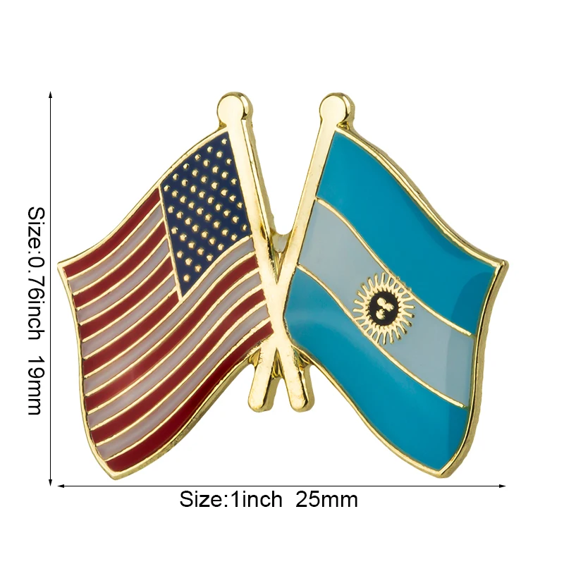 U.S.A. & Argentinien Freundschaftsflagge Metall-Anstecknadel Flaggen-Pin Abzeichen