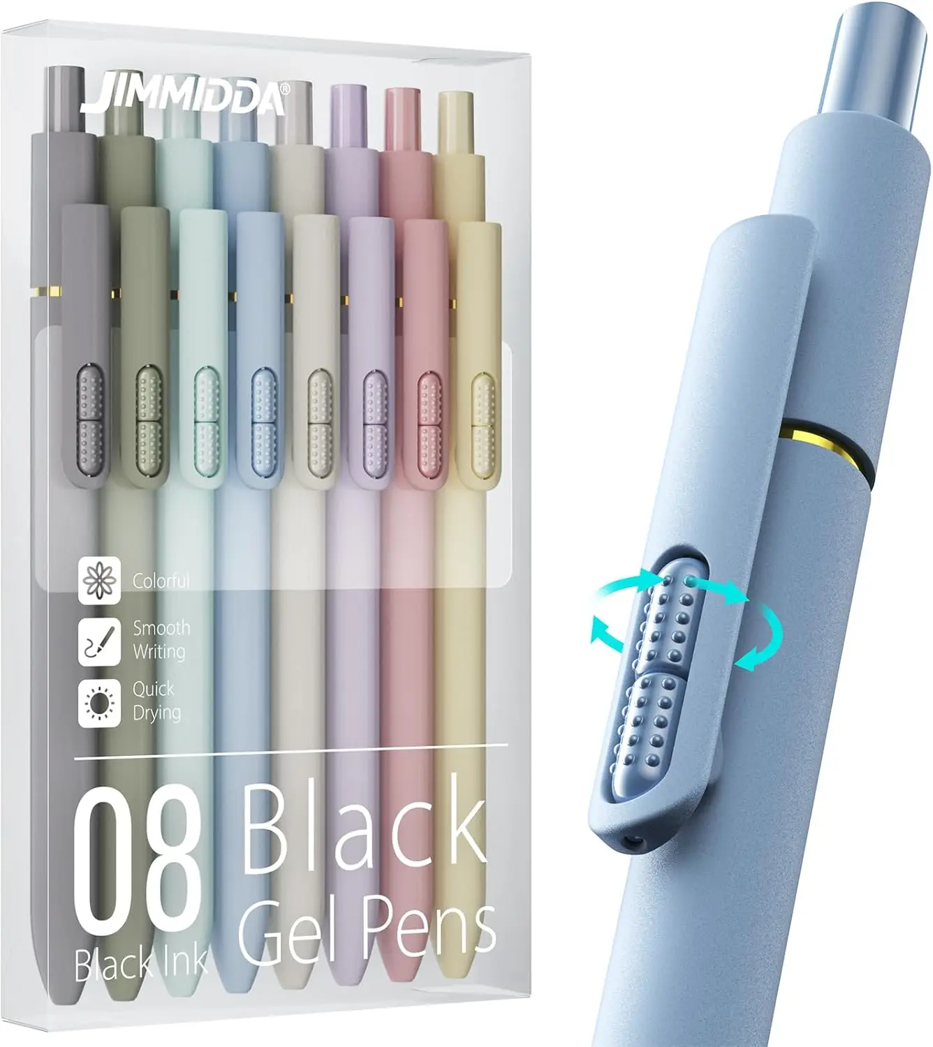 

8-Pack Black Gel Pens with 0.7mm Medium Point, Quick-Drying Ink for Smooth Writing - Ideal for Office and School Use