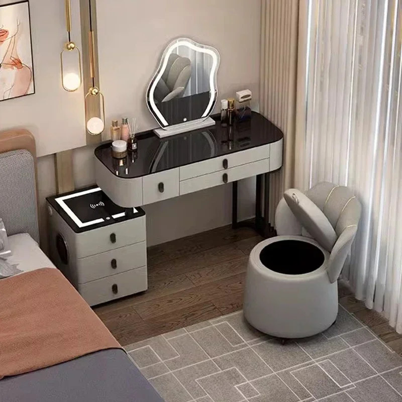 

Угловой столик для хранения туалетного стула, современный офисный стол, мобильный туалетный столик, светильник для хранения, ящик для макияжа, кофе