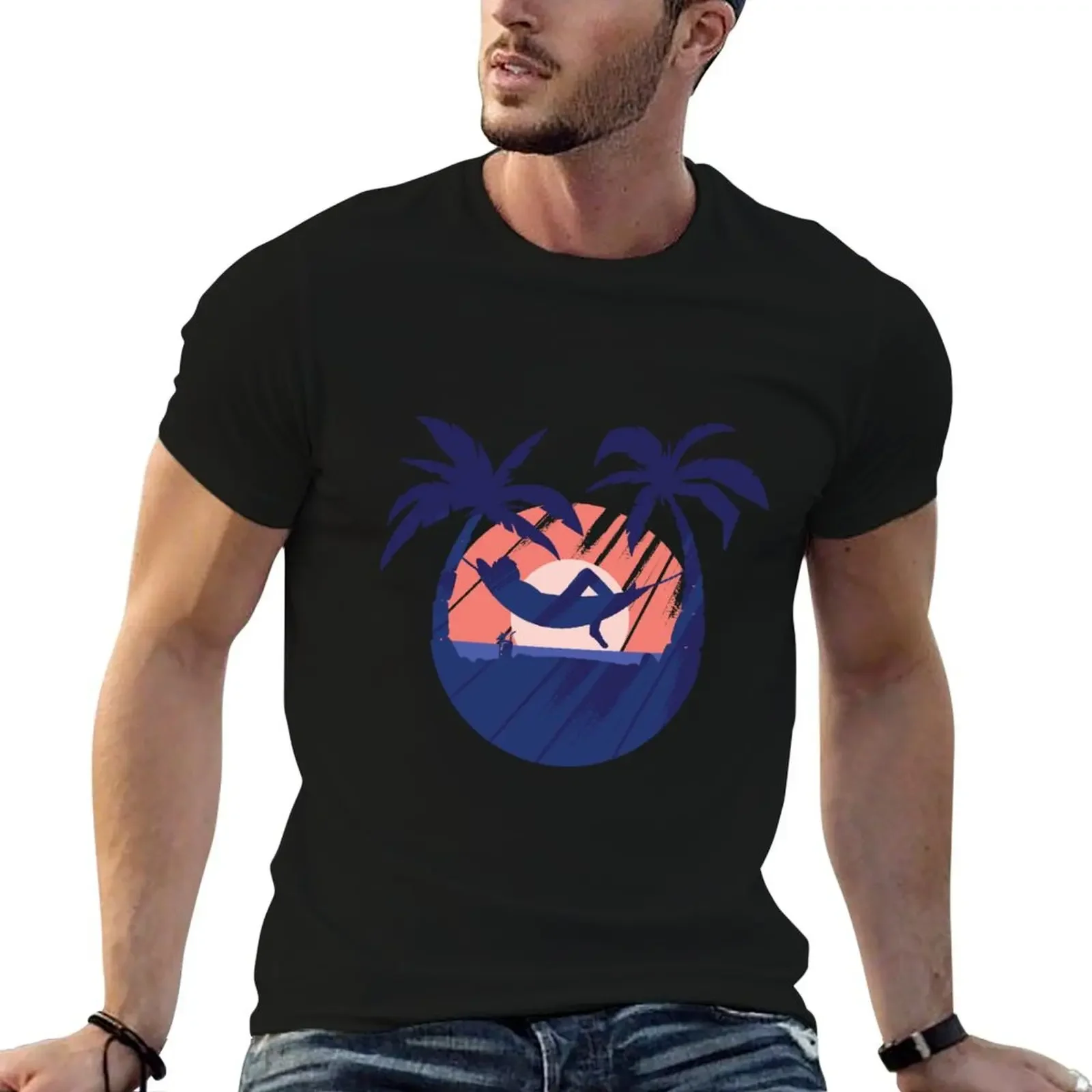 Relax in the sunset between palm trees T-Shirt tees Aesthetic clothing cute tops mens fashion