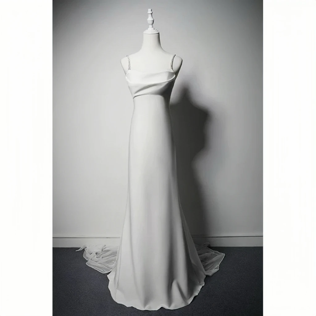 

Princess Prom Dress A-line Backless Crystal Spaghetti Strap Long Trailing Special Occasion Cocktail Party Evening Dress New