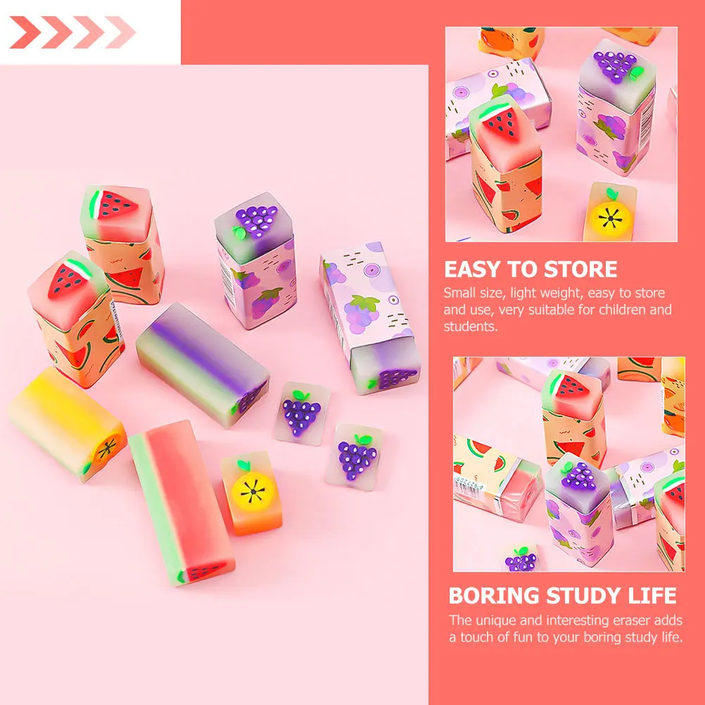 

12Pcs Cartoon Fruits Erasers Portable School Supplies Mini Pencil Erasers for Students Stationery Cartoon Eraser