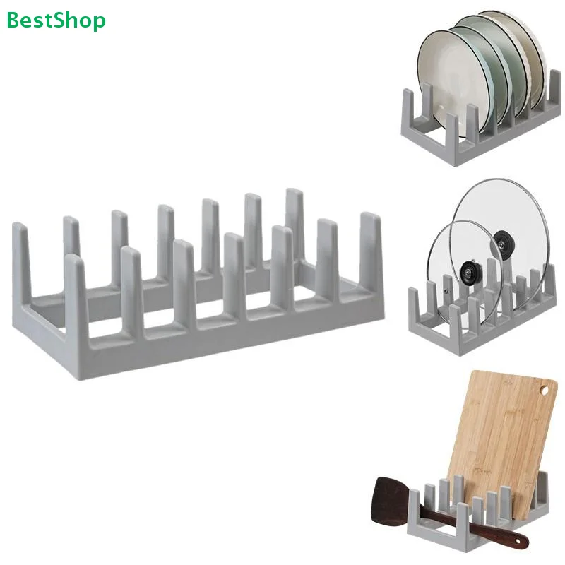 〔N〕Escurridor de Platos Multiusos de Plástico, Organizador de Tapas de Ollas y Tablas de Cortar para Almacenamiento en la Encimera de la Cocina