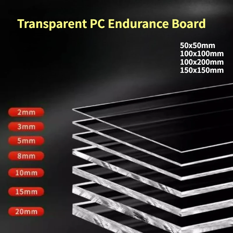 

1/2/3/5 шт. Прозрачный поликарбонатный лист (ПК), износостойкий пластиковый лист, твердый, для дома, 50x50мм-150x150мм