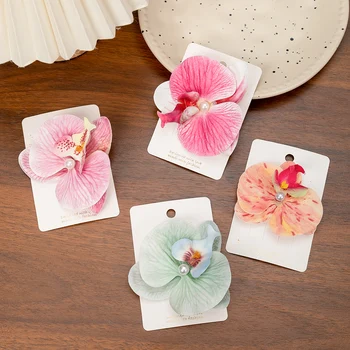 مشابك شعر على شكل فراشة زهرة أوركيد صناعية للنساء والفتيات ،...