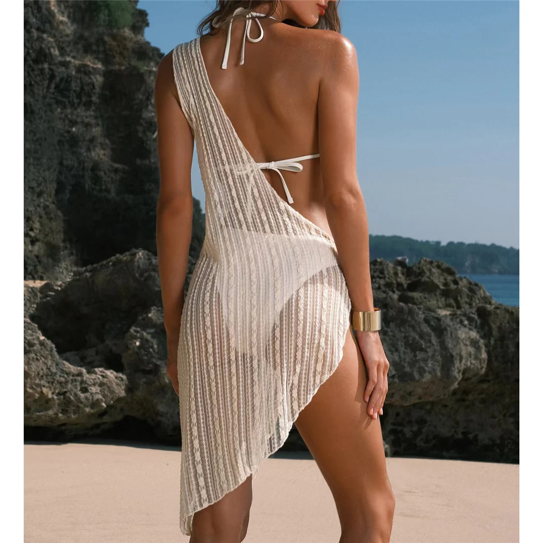 Sexy mit Überwurf, Neckholder-Bikini, brasilianischer Bikini, Damen-Badeanzug, dreiteiliges Bikini-Set, Damen-Badebekleidung, Badeanzug, Schwimmanzug V6011 – Detail 17