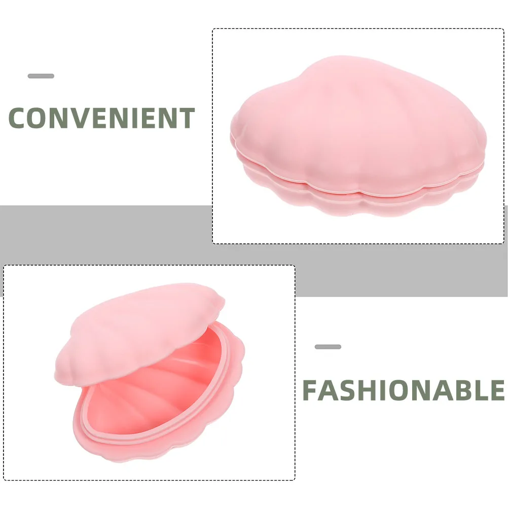 2 قطعة صندوق تخزين على شكل قذيفة منظم مجوهرات من السيليكون حامل حلية محمول مقاوم للسقوط لأقراط وخواتم وقلائد للمنزل