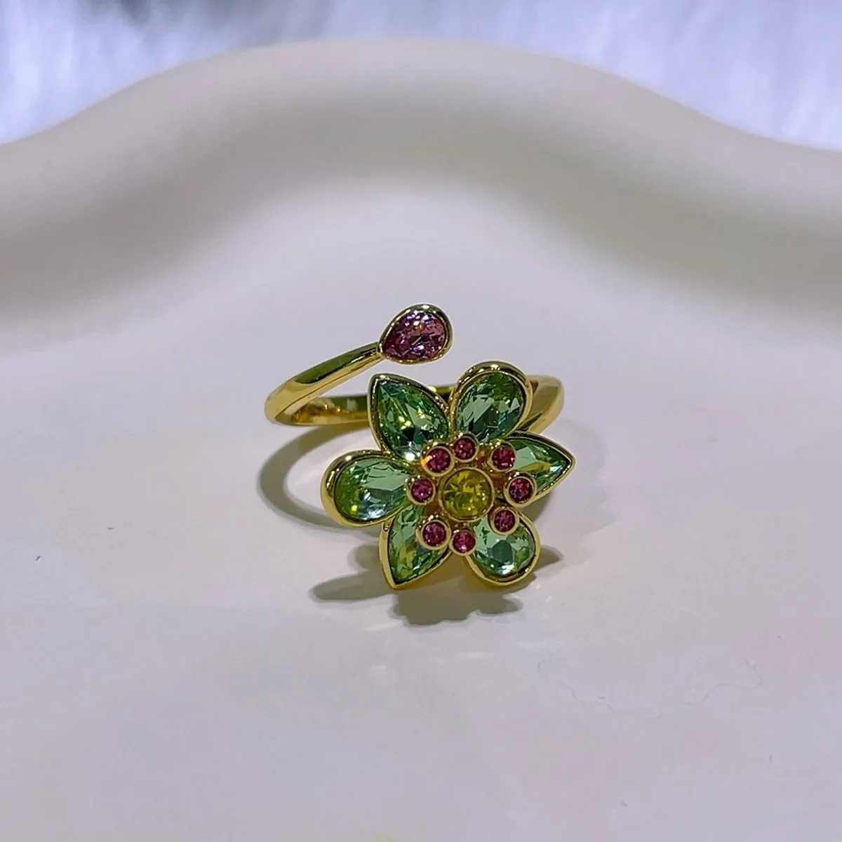 NONE 2025 neue Farbe Große Blume Original Schmuck Sets Boutique Kristall Unregelmäßige Ohrring Halskette Ring Armband Hochzeit Geschenk für Frauen 6