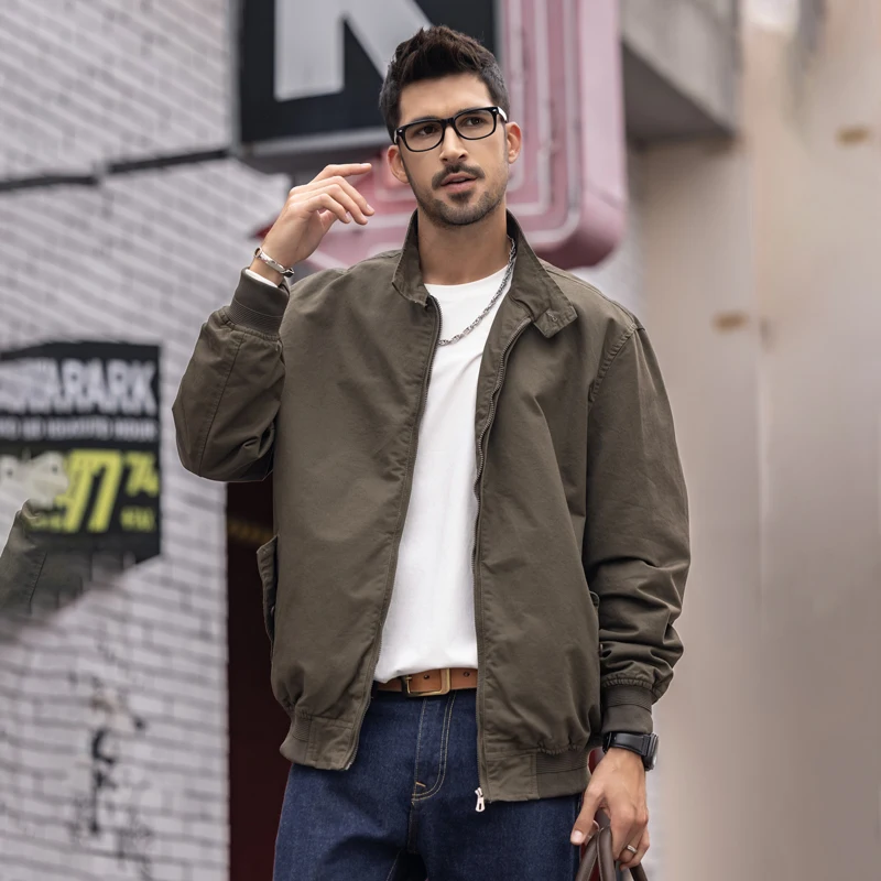 

Американская спецодежда в стиле ретро, мужская верхняя одежда с воротником-стойкой, модный молодежный топ, осенне-зимний слипоны Long Sve Zi...