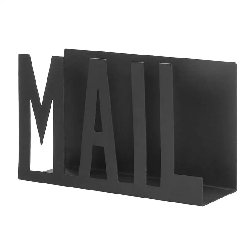 Desk Mail Stand Desktop Metal Cutout Organizer Rack For Mails Stylish Cutout Storage Documents Notepads Letters Envelopes Office