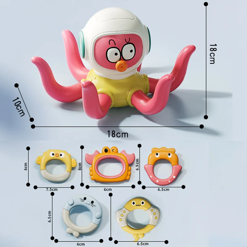 Zabawki do kąpieli dla niemowląt Multi Tactile Grasp Sensory Toy Cartoon Animal Octopus Rzucanie okuciem Gra Basen wodny Prysznic plażowy dla dzieci