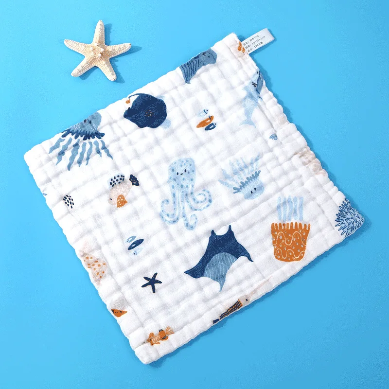 Soft Newborn Muslin Handkerchief Infant Cartoon Cotton Feeding Towel Bibs Absorbent Saliva Burp Cloth Baby Stuff 25x25CM