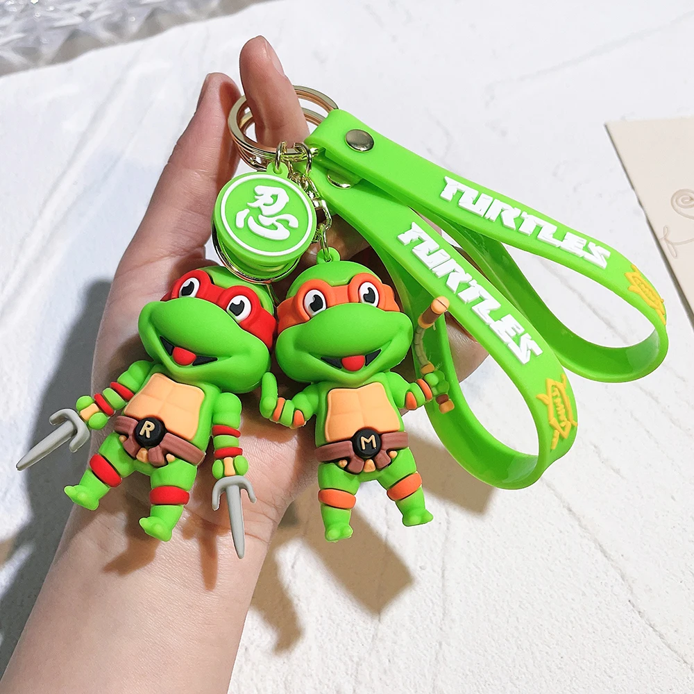 Anime Ninja Turtle Figure Keychain Teenage Mutant Ninja Turtles Raphael Donatello Doll Keyring Car Key Bag Ornament Gift