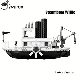 751PCS Creative Steamboat Willie Building Blocks Ideas 21317 MOC Ship Assemble Bricks Toys Gift For Children Kids