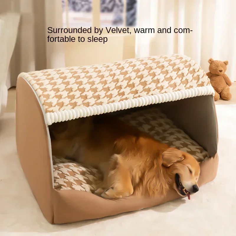 Large-scale Comfort Autumn and Winter Dog Thousand Birds Check Large Dog Golden Retriever Big Deep Sleep Cat Kennel Pet Kennel