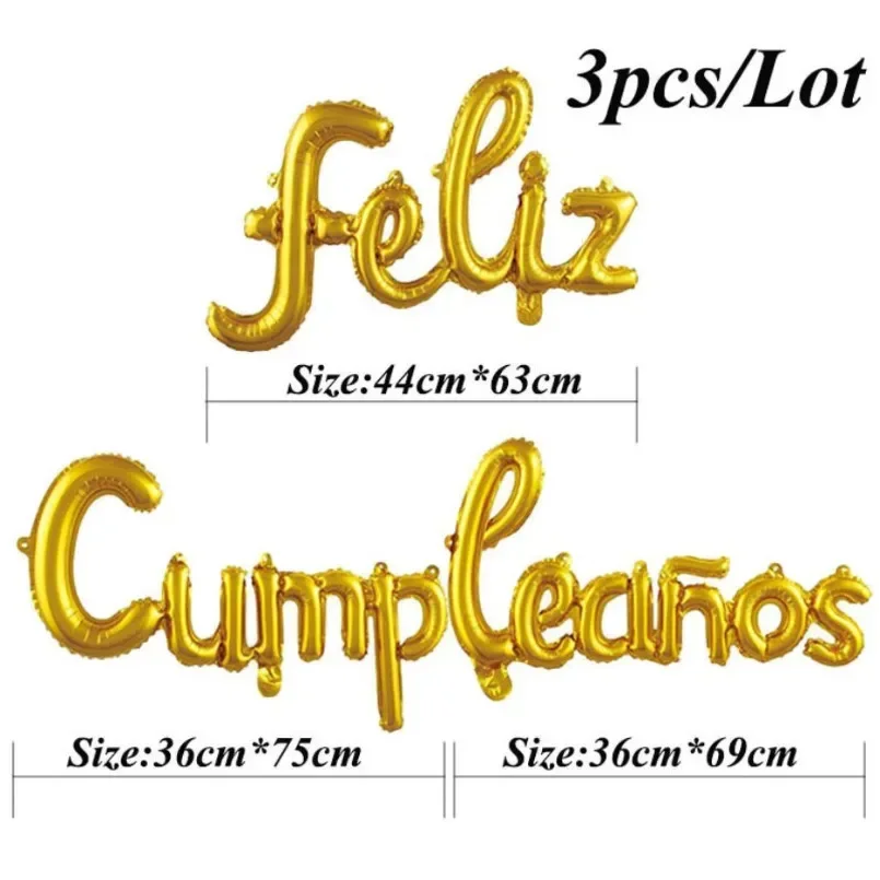 Spanish Happy Birthday Letters Balloons Lowercase Conjoined Alphabet Foil Globos Birthday Party Decoration Banner Baby Shower