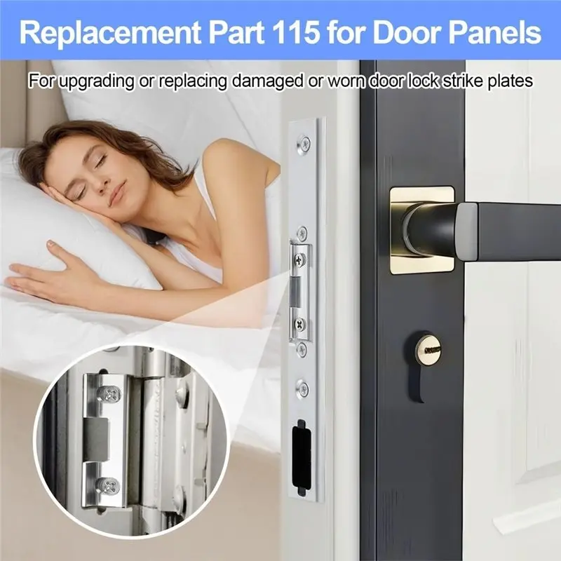 DTA4-2Pack Adjustable Strike Plate Front Door Replacement 32Mm Screws Hole Spacing Aluminium Alloy Strike Plate Accessories