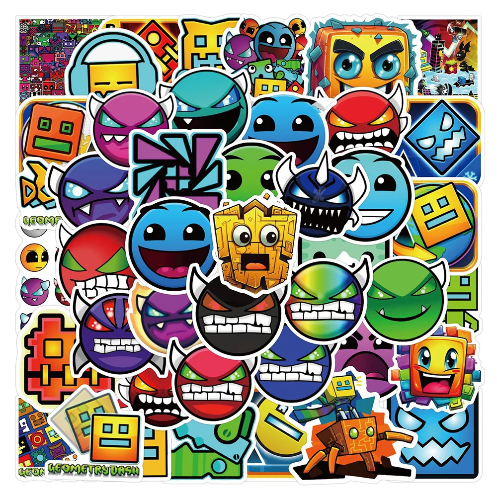 10/30/50pcs Game Geometry Dash Stickers Cartoon Decals Waterproof Decorative Skateboard Laptop Bicycle PVC Cool Sticker Kids Toy