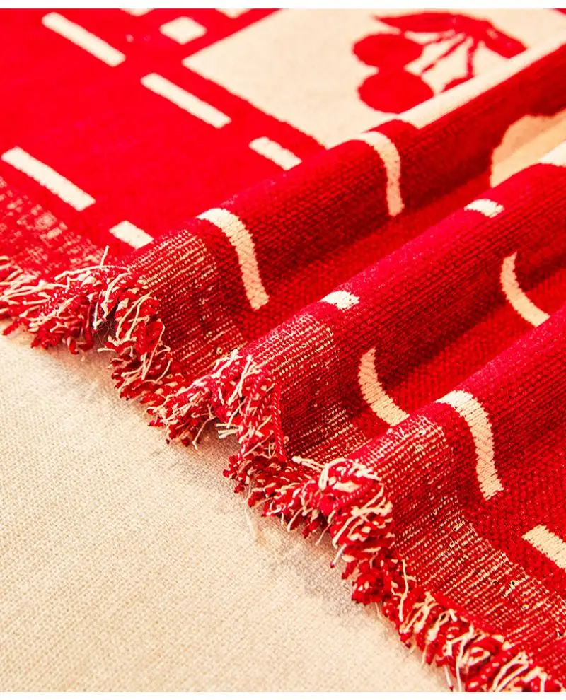 Weihnachtlicher Einteiliger Sofabezug Handtuch Chenille Rotes Karomuster Universelle Sofabezüge Festliche Komplette Decke Sofabezug-Stoff – Detail 13