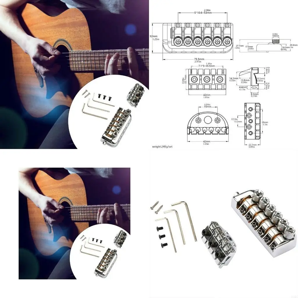 

6-струнный басовый мост, двухканальный басовый мост, стильный басовый мост, компонент музыкального инструмента, подарок для