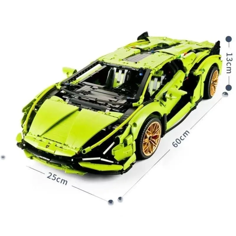 Bloques de construcción para niños, juguete de ladrillos para armar coche técnico SIAN Roadster, serie FKP37 Lambo Champagne, ideal para regalo de Navidad, código 3696, compatible con 42115