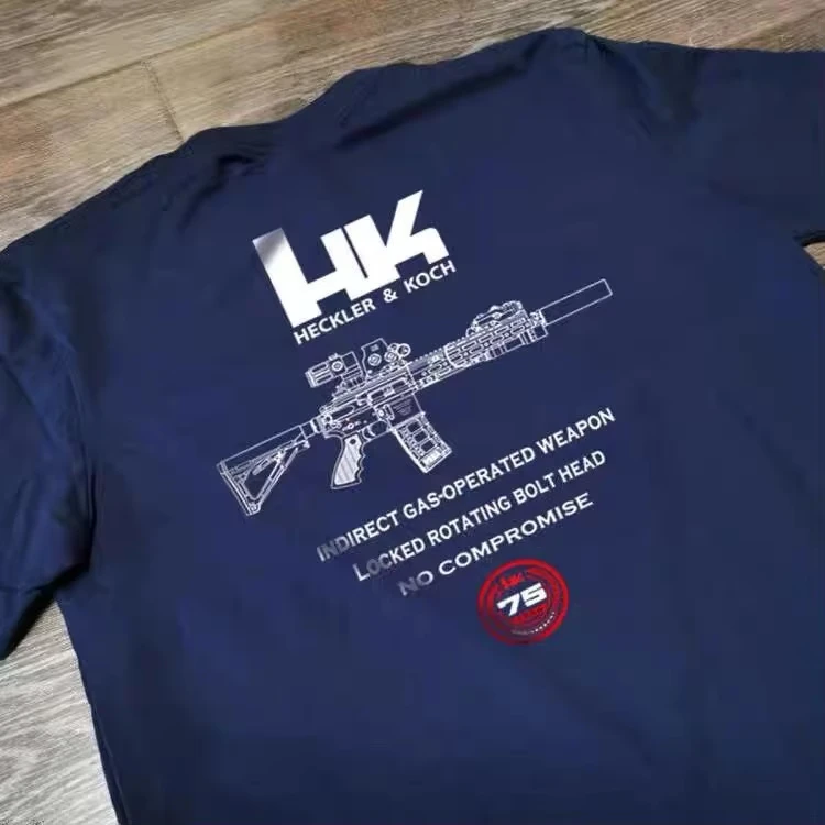 HK416 75. Jubiläum No Compromise Military Tactics Grafik-T-Shirt Baumwolle Herren Damen T-Shirt Sommer Streetwear – Detail 3