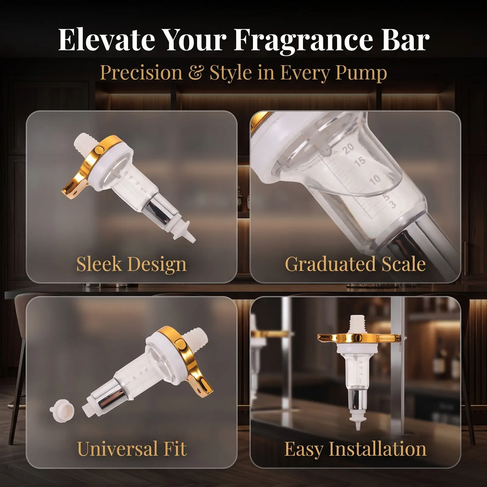 Perfume Pump Dispenser Head Plastic Scale Quantitative Dosing Refillable Store Sample Filling Accessory