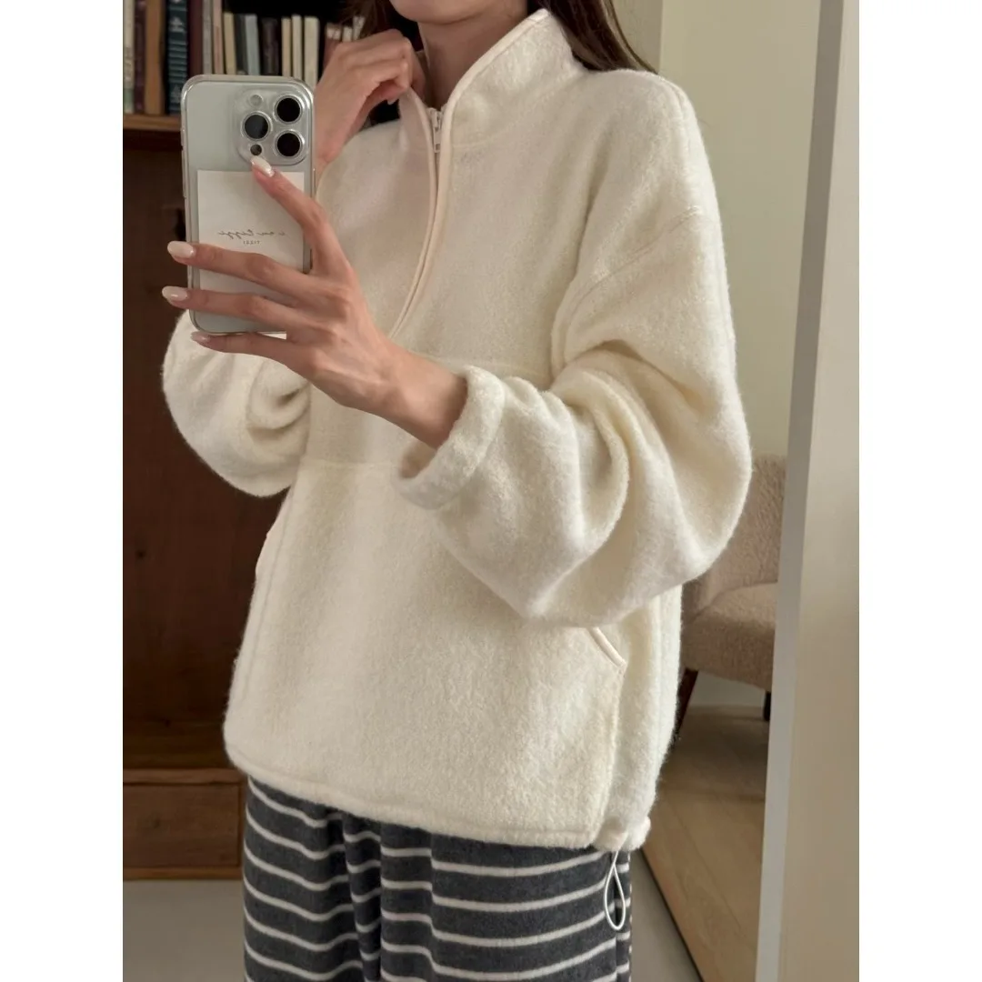 Faionable سستة البلوز ملابس خارجية دافئة الخريف الشتاء تصميم الشعور الأعلى العصرية الشارع Sle الكورية Faion المرأة سترة