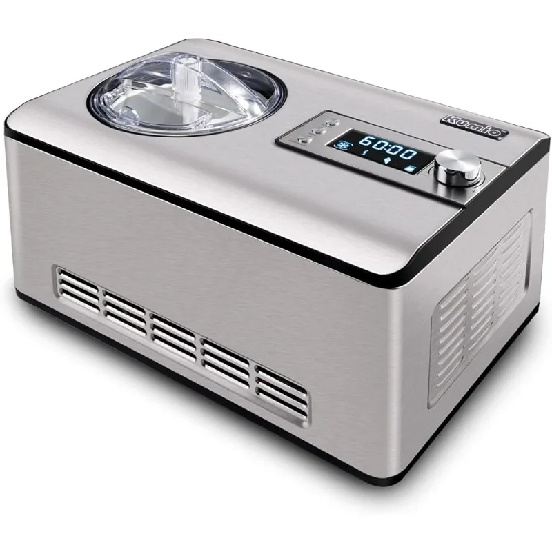 

KUMIO 2.2-Quart Ice Cream Maker with Compressor, No Pre-Freezing, Timer, 2 in 1 Ice Cream Yogurt Machine,180W