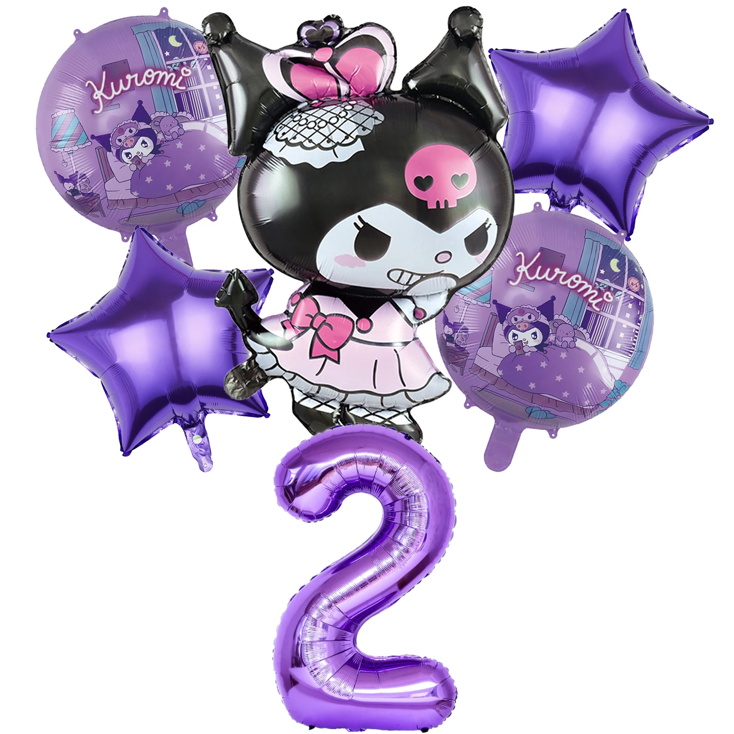 Kuromi Birthday Balloon Set Girls Party Decoration Number Balloons Suit Cute Kawaii Ornaments Backdrop Baby Shower Decor Gifts