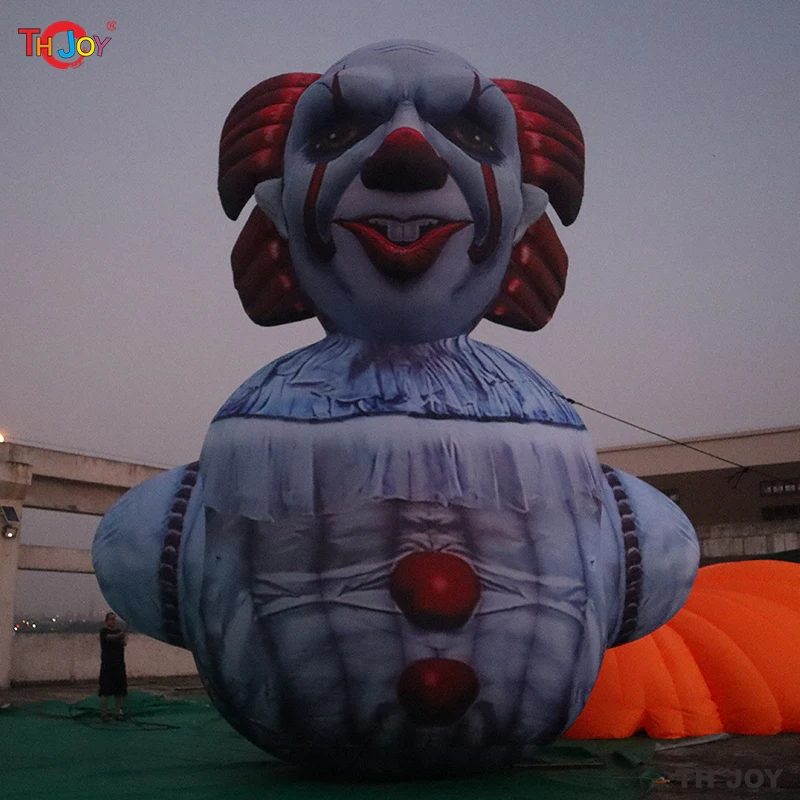Modèle de ballon de Clown gonflable géant de Style suspendu de décoration effrayante avec la lumière LED pour les accessoires d'événements d'Halloween