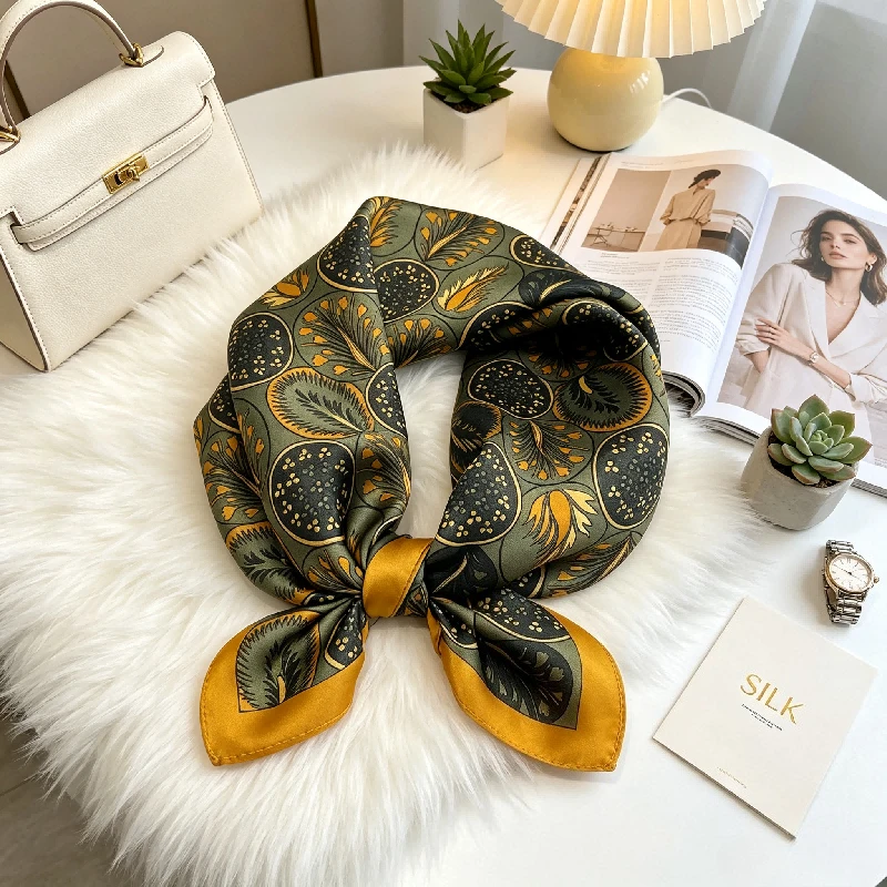 

Summer Silk Small Square Scarf Professional Versatile Mulberry Silk Scarf Fashion Sunscreen Temperament Silk Headband Scarf