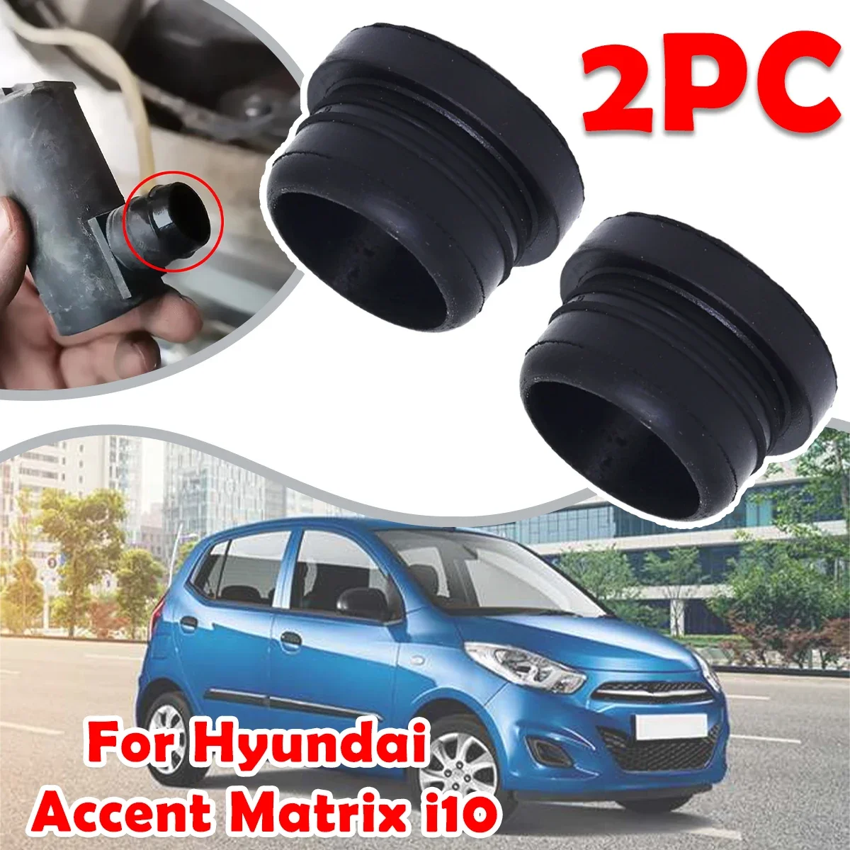 2PC Windscreen Windshield Washer Seal For Hyundai Accent Matrix i10 Pump Water Reservoir Gasket Grommet Mount Rubber Bung Plug