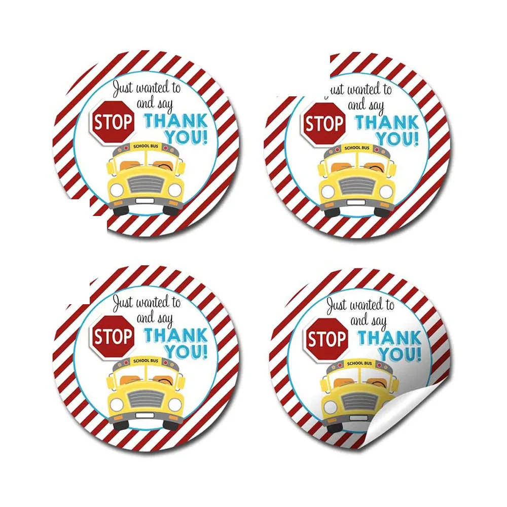 Stop to Say Thanks Traffic Themed School Bus Driver Appreciation Thank You Sticker Labels,Great for Envelope Seals & Gift Bags