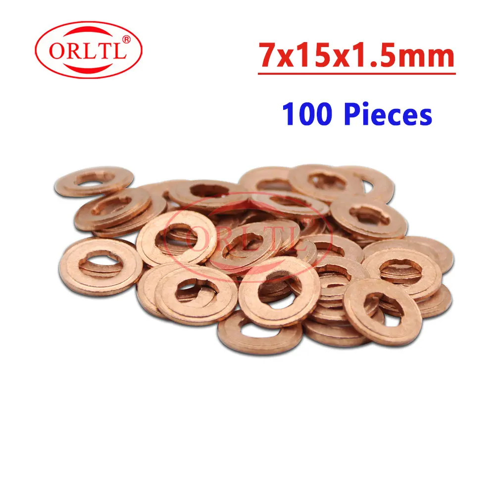 ORLTL 100PCS 연료 인젝터 구리 와셔 F00VC17504 BOSCH Delphi Denso Auto 용 디젤 노즐 심 F00VC17503 F00VC17505