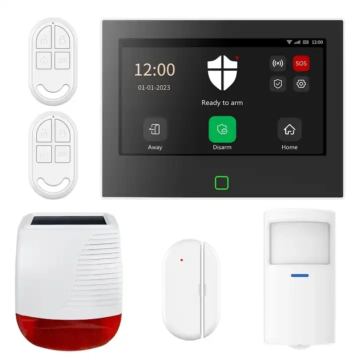 

House Apartment GSM 4G+WIFI Alarm 7Inch Screen 8 Wired Zones Wireless Burglar Security Alarm System