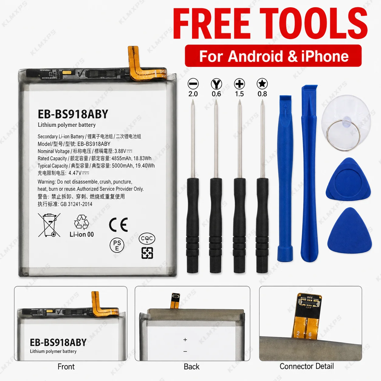EB-BS918ABY 5000mAh Original Capacity Battery for Samsung S23 Ultra 5G SM-S918 Replacement Mobile Phone Internal Batteries image 4