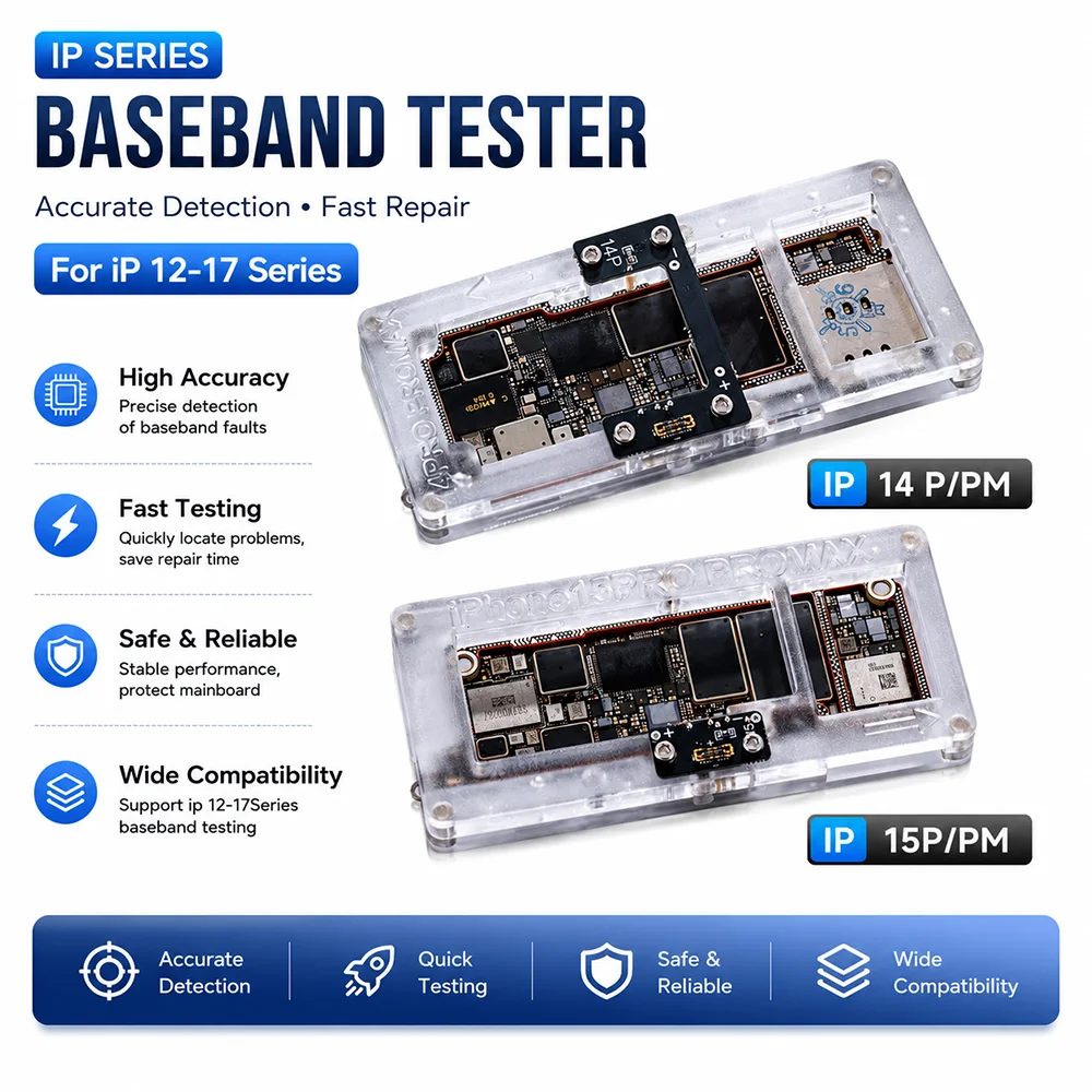 YCS M.Y Mobile Mainboard Baseband Tester Holder Chip Detection Diagnostic Tool for IP 12-17 PM Frequency Logic Board Repair Tool